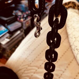 Coach Black Leather Covered Chain Strap